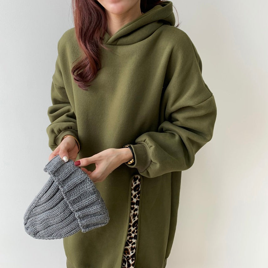 Leisure Leopard Fake Two Pieces Autumn Long Dresses