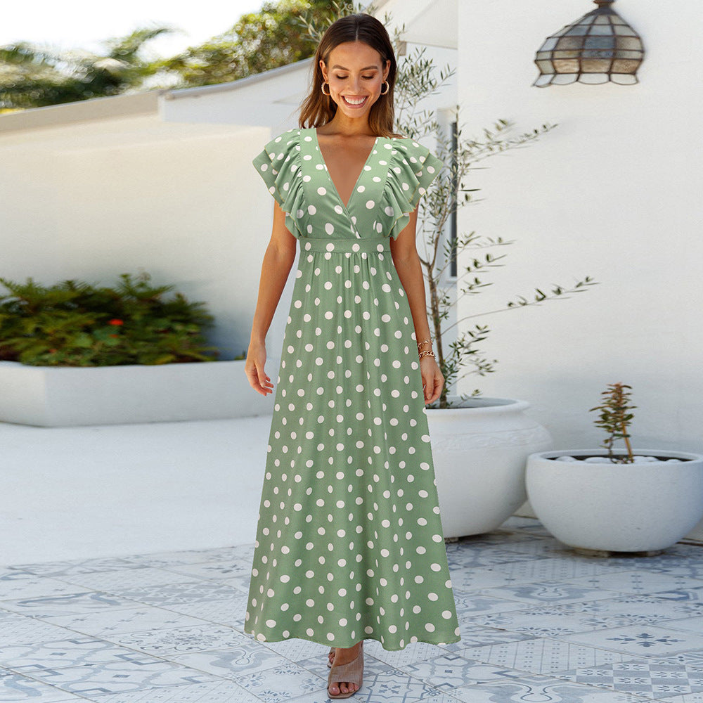 Summer Sexy Dot Print Long Summer Beach Dresses