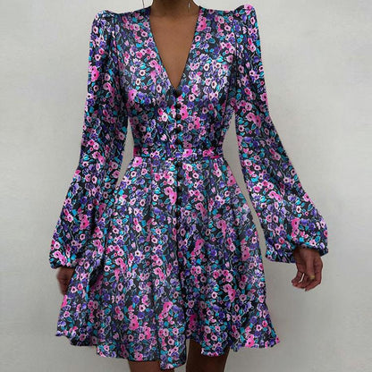 Women Long Sleeves Slim Mini Dresses-STYLEGOING