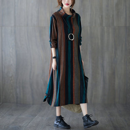 Vintage High Neck Warm Fall Long Dresses