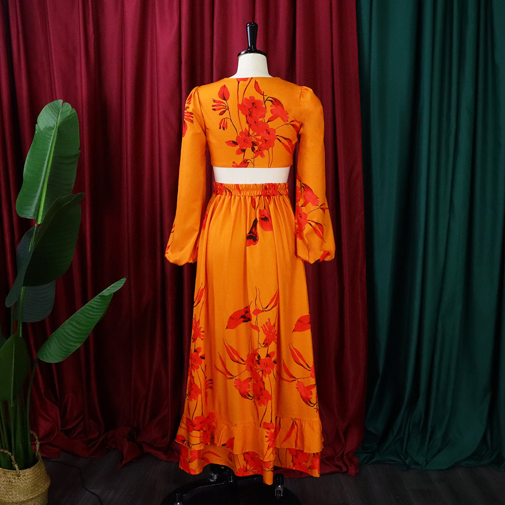 Sexy Summer Short Top and Long Skirts Suits