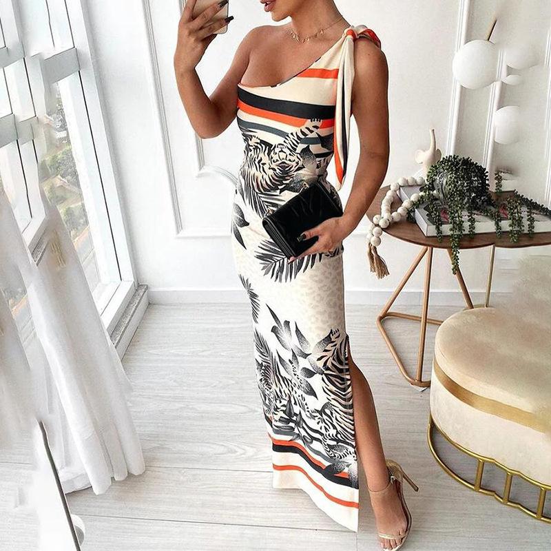 Sexy One Shoulder Irregular Strapless Long Dresses-STYLEGOING