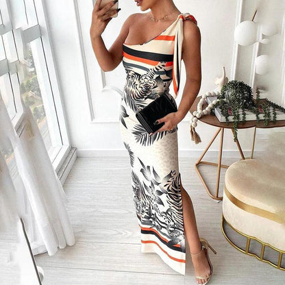 Sexy One Shoulder Irregular Strapless Long Dresses-STYLEGOING