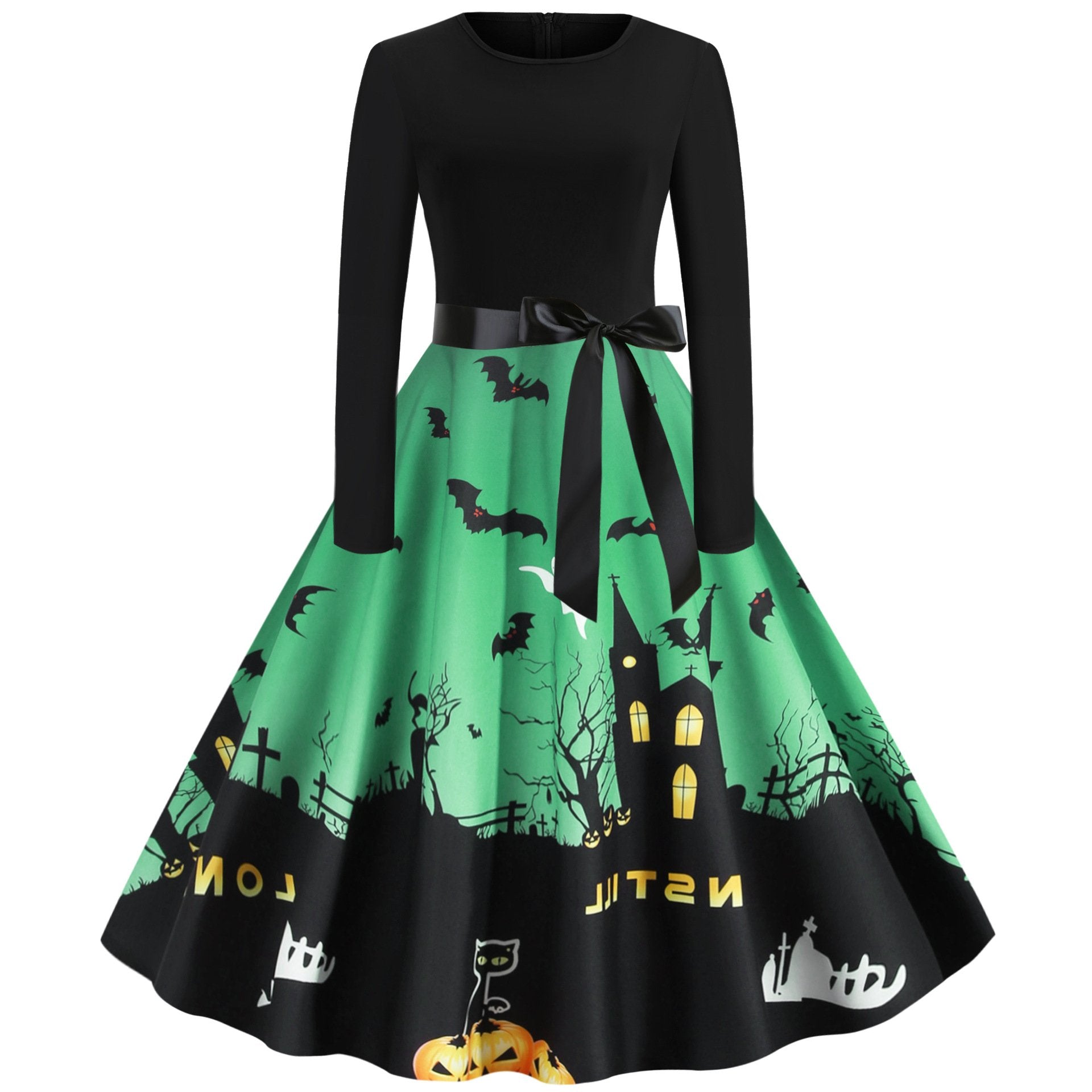 Halloween Vintage Women Long Sleeves Winter Dresses-STYLEGOING