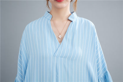 Designed Striped Long Shirts Dresses for Women