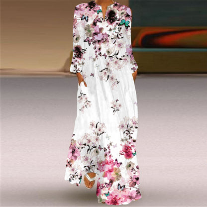 Casual Long Sleeves Floral Print Women Dresses