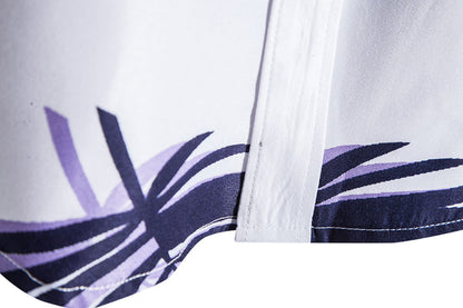 Casual Leaf Print Summer Short Sleeves Shirts for Men