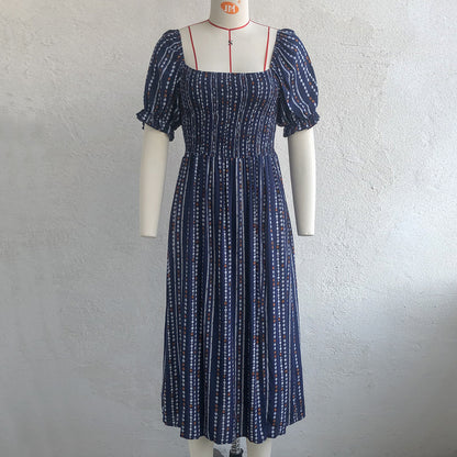 Summer Puff Sleeves Cotton Women Dresses