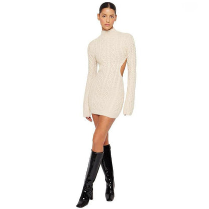 Sexy Backless Knitted Mini Fall Dresses