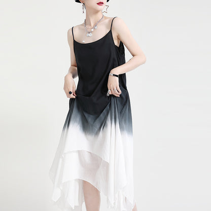 Summer Linen Dyed Irregular Sleeveless Long Dresses