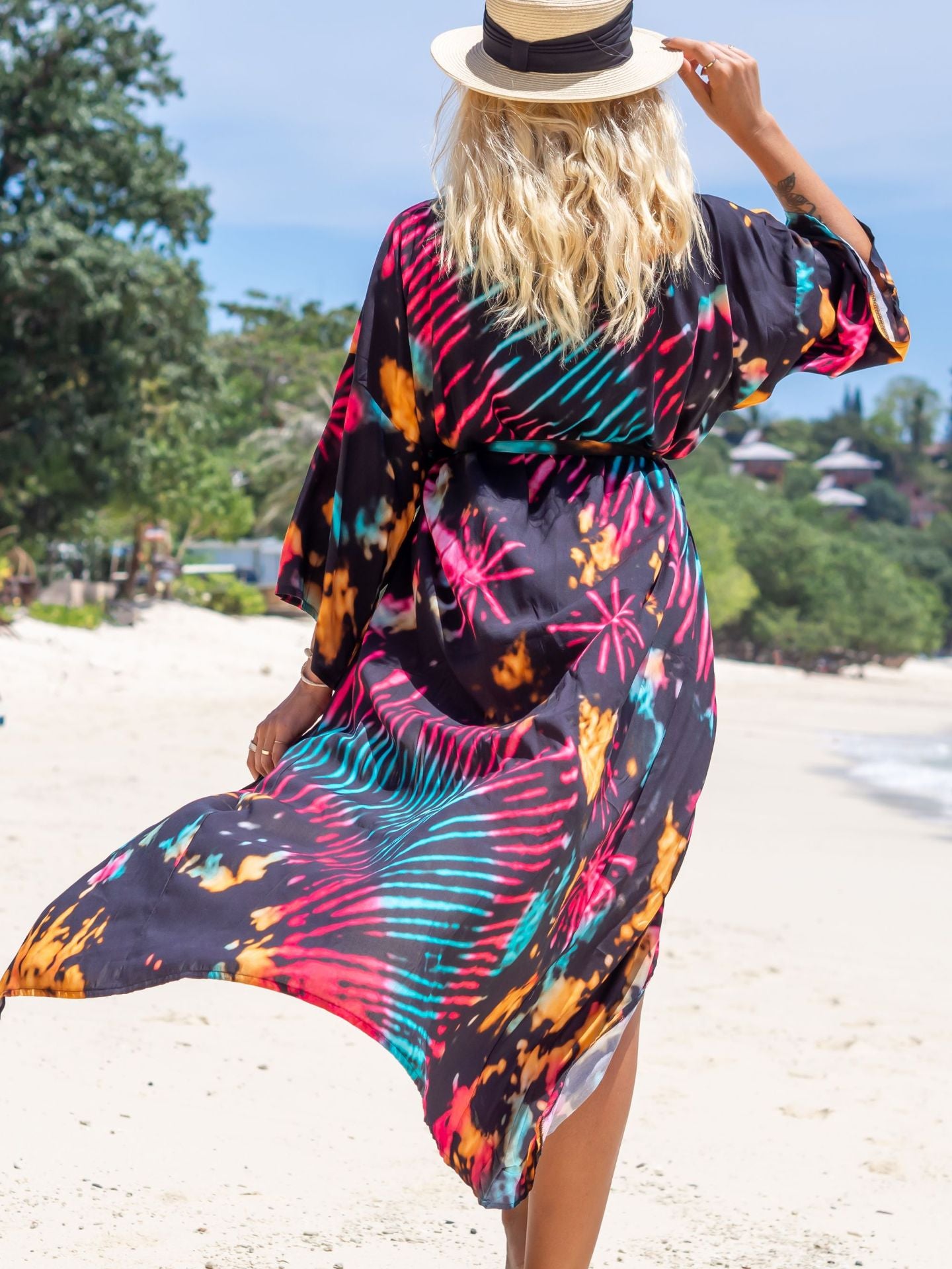 Fashion Floral Print Summer Kimono Beachwear Cover Ups