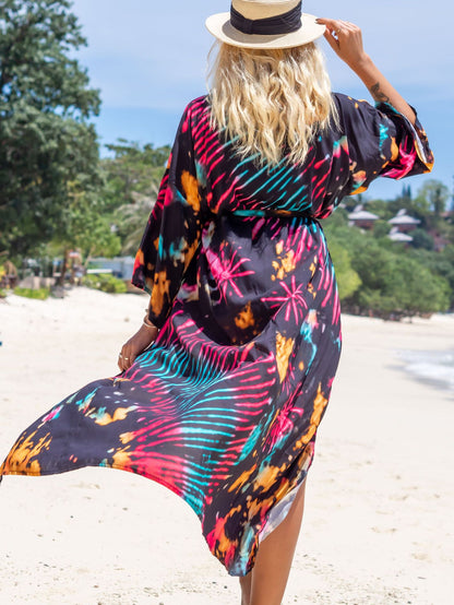 Fashion Floral Print Summer Kimono Beachwear Cover Ups