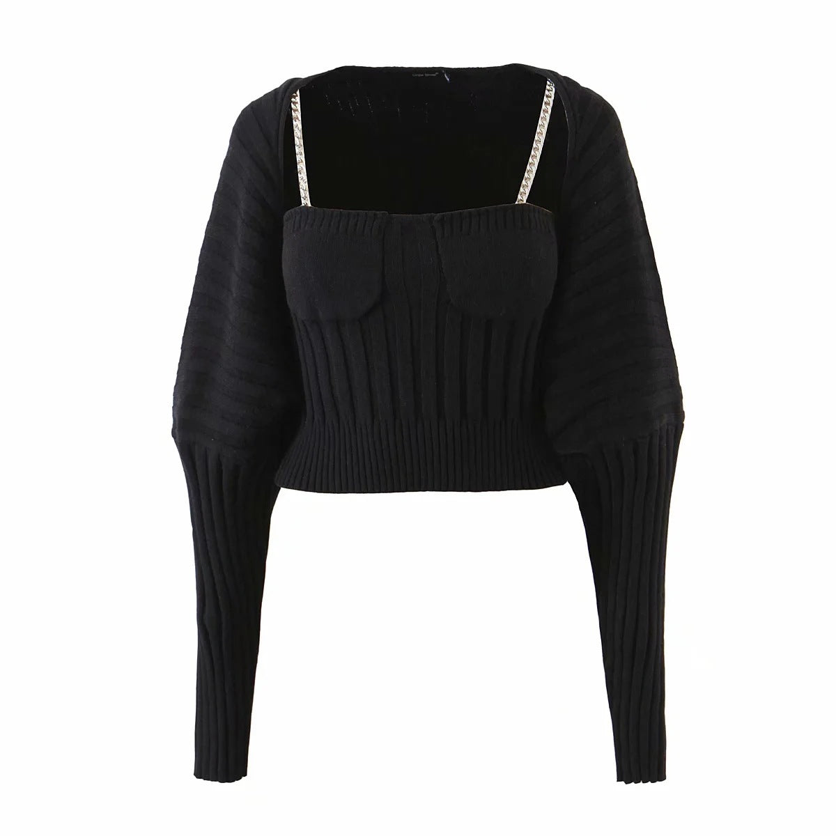 Autumn Women Knitted Straps&sweater Sets