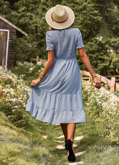 Elegant Short Sleeves Midi Dresses