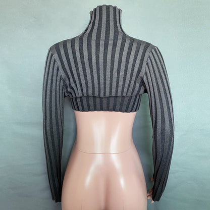 Sexy High Neck Knitting Women Short Tops Suits