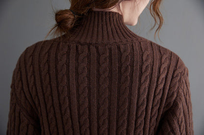 Women High Neck Winter Knitting Pullover Overcoat