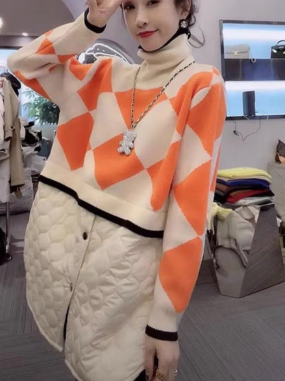 Women High Neck Winter Pullover Coat Sweaters