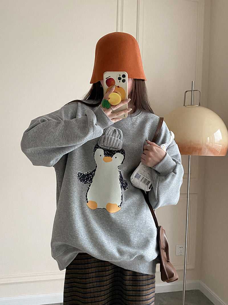 3D Animal Design Velvet Hoodies for Girls