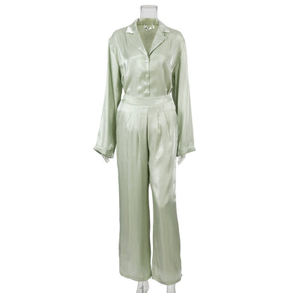 Classy Casual Women Long Sleeves Shirts and Wide Leg Pants