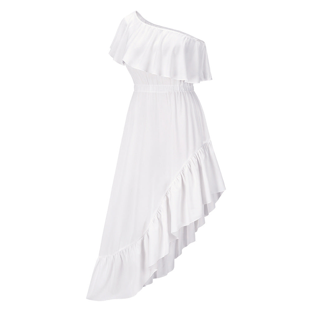 Sexy One Shoulder Irregular Women Summer Dresses