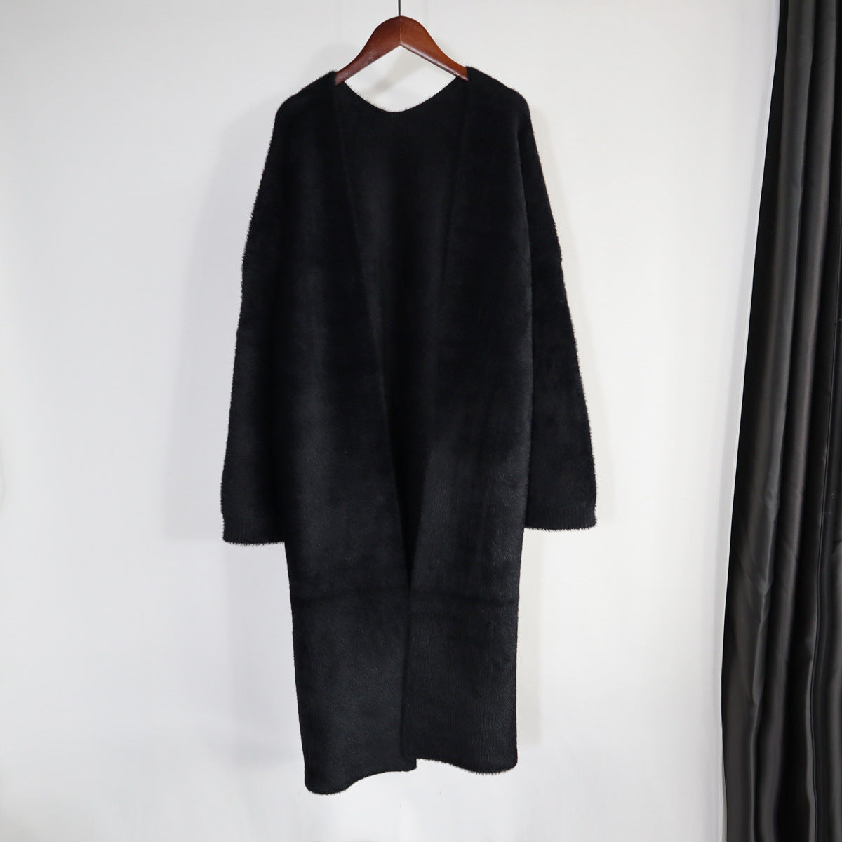 Classy Women Mink Wool Design Long Outerwear