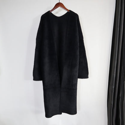 Classy Women Mink Wool Design Long Outerwear