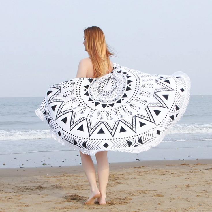 Women Summer Beach Fast Drying Print Beach Towel-STYLEGOING