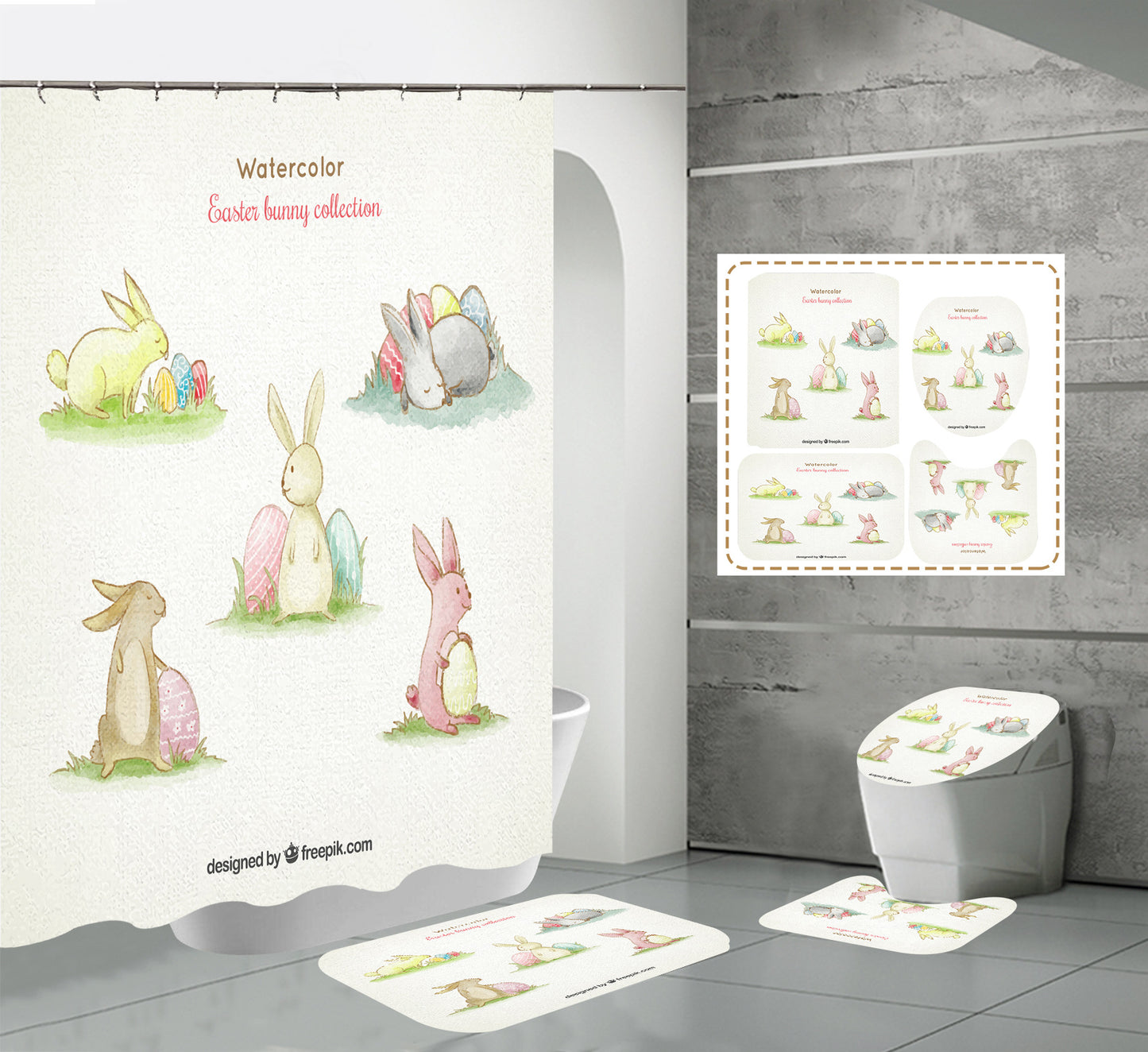 Happy Easter Day Shower Curtain Sets