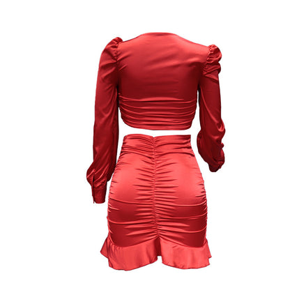 Sexy Ruffled High Waist Short Tops & Skirts for Women