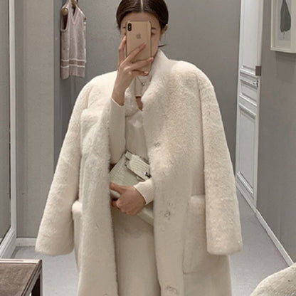 Winter Soft Warm Artificial Fur Long Overcoats for Women