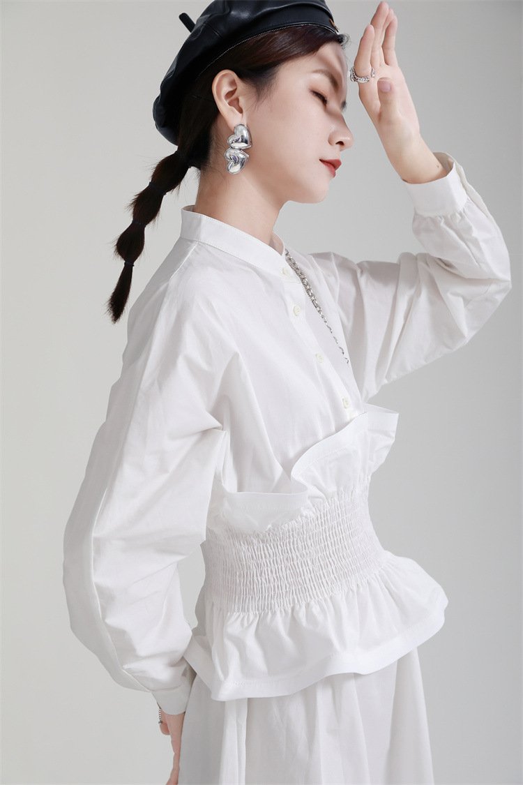 Women Ruffled Slim Waist Long Sleeves Fall Dresses