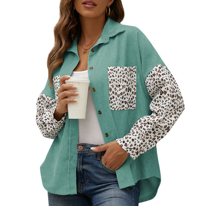 Casual Leopard Design Women Long Sleeves Shirts