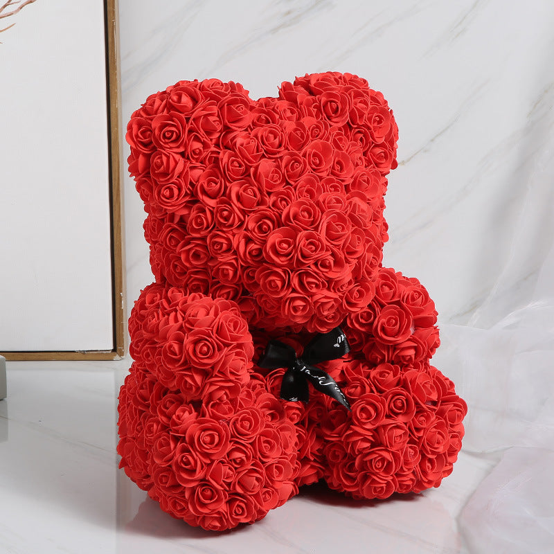 Valentine's Gift Preserved Flowers Rose Bear 25cm
