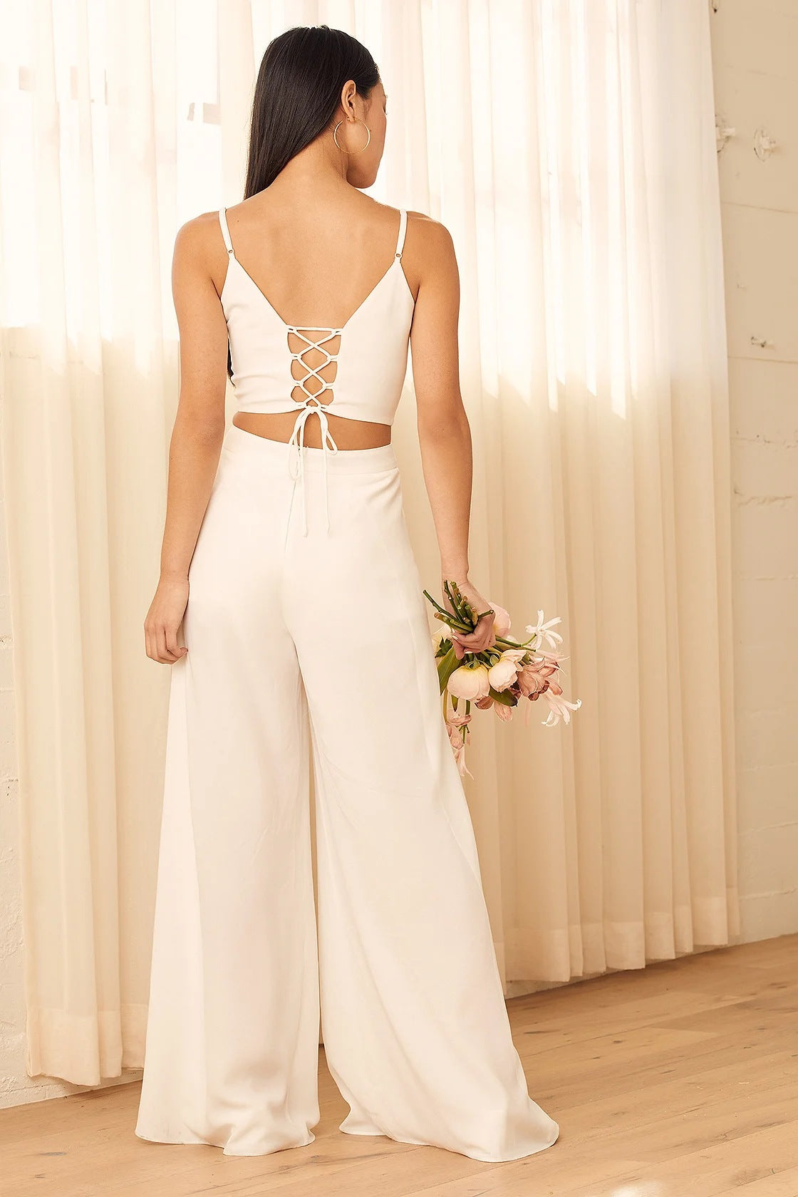 Sexy Women Summer High Waist Tops and Wide Leg Pants