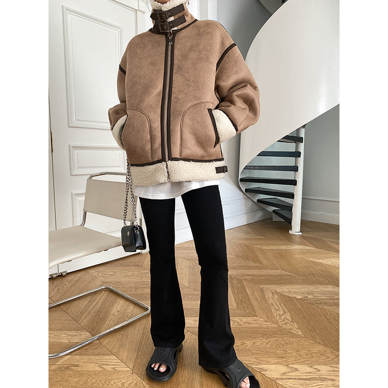 Vintage Stand Collar Short Winter Jacket Coats for Women