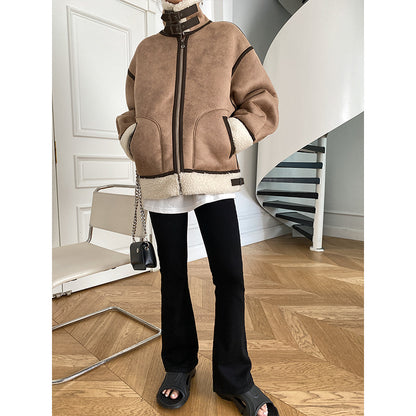 Vintage Stand Collar Short Winter Jacket Coats for Women