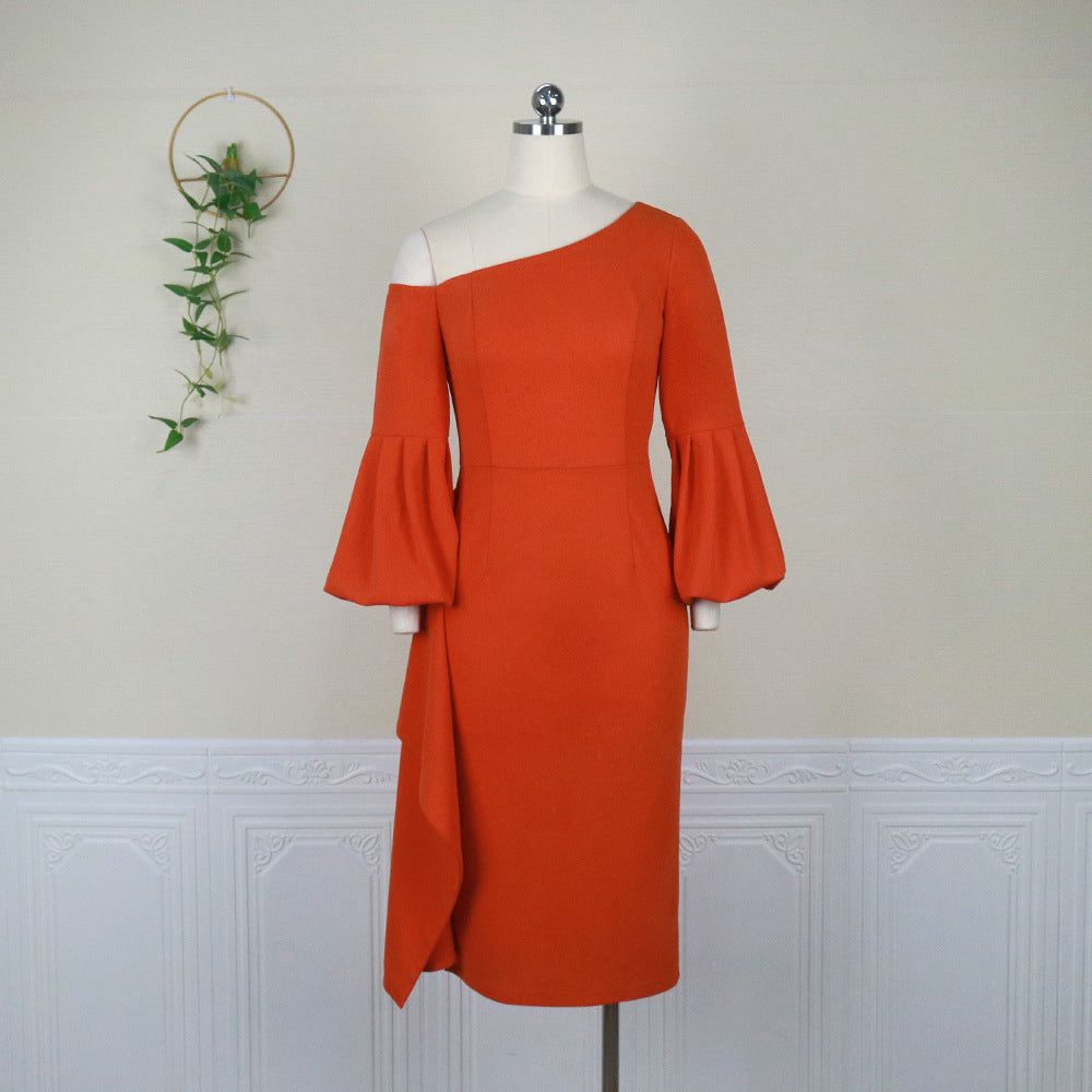 Sexy One Shoulder High Waist Irregular Plus Sizes Dresses