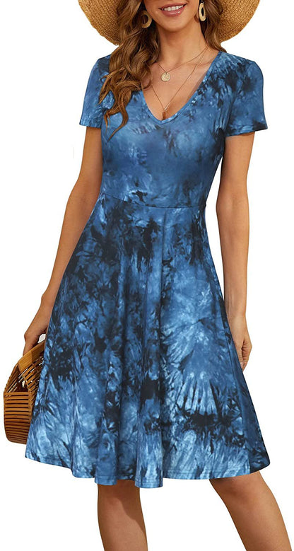 Casual Summer Sunflower Print Daily Women Sun Dresses
