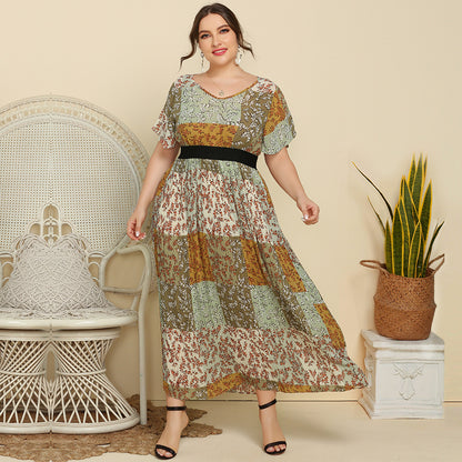 Summer Leisure Short Sleeves Women Plus Sizes Dresses