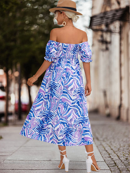 Casual Off The Shoulder Floral Print Summer Dresses