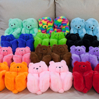 Winter Teddy Bear Plush Slippers