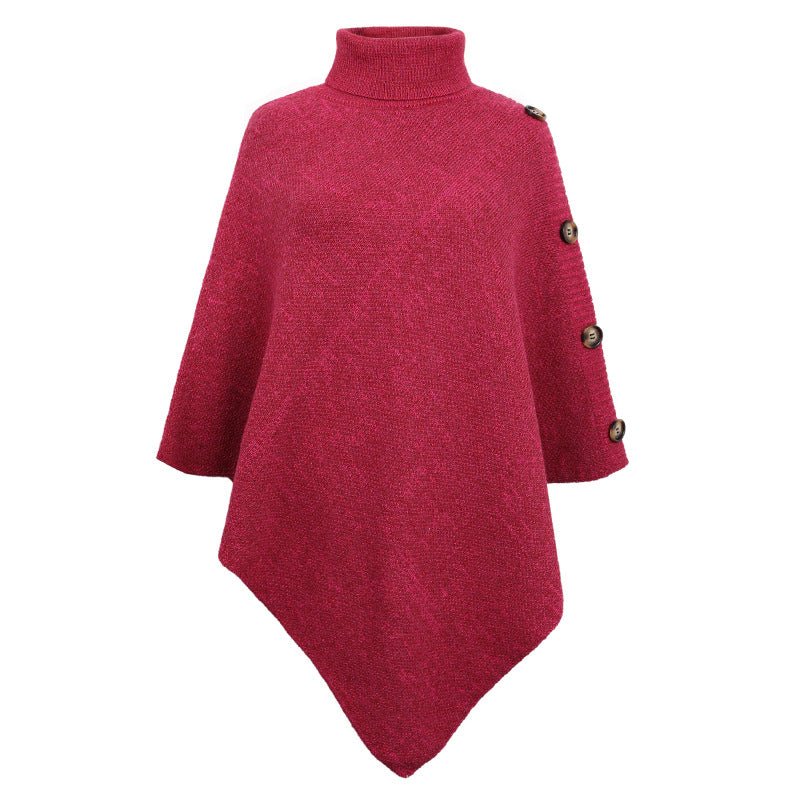 Winter High Neck Knitted Women Cape Coats
