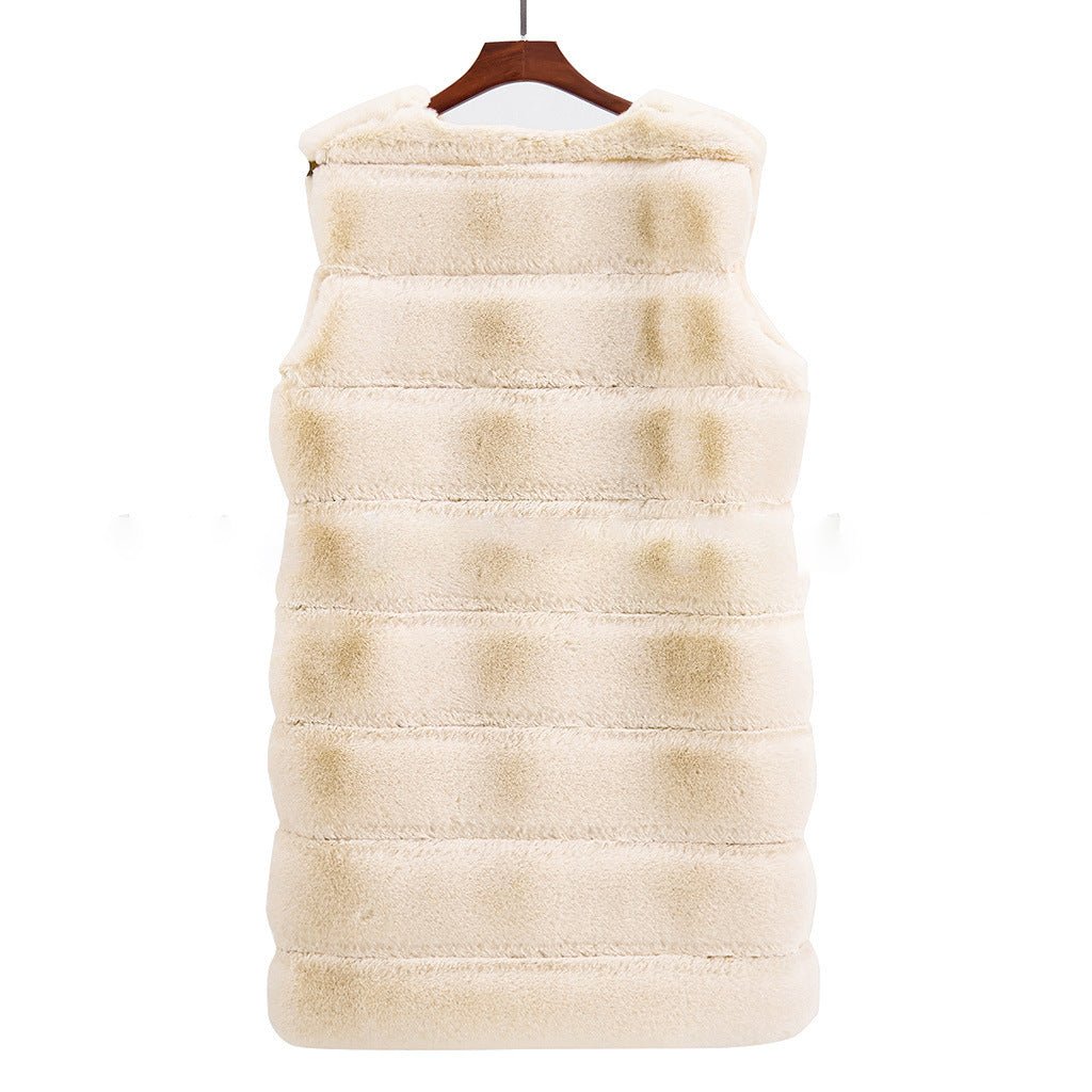 Artificial Fur Warm Winter Long Vest for Women