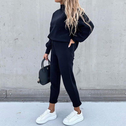 Casual High Neck Women Sports Suits with Pocket
