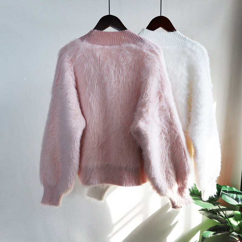 Warm Mink Wool Knitting Women Overcoat