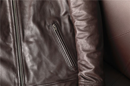 Brown Cowhide Leather Business Jackets for Men