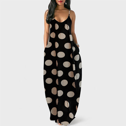 Plus Sizes Summer Dot Print Long Dresses-STYLEGOING