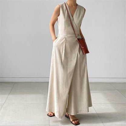 Women High Waist Casual Sleeveless Jumpsuits-STYLEGOING