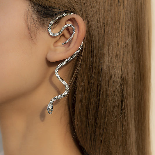 Exaggrate 3D Rhinestone Snake Shape Alloy Earrings