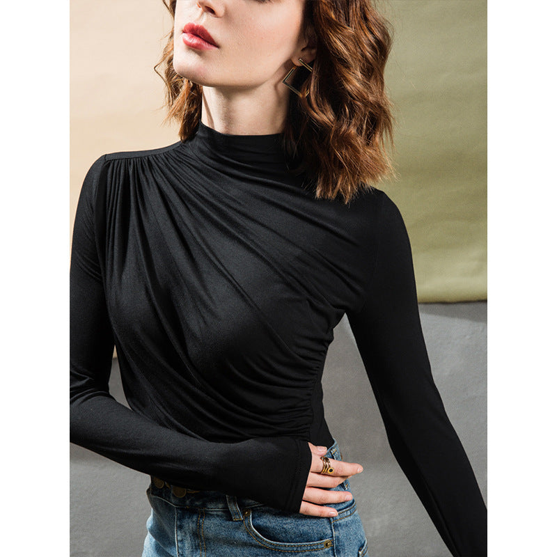 Elegant Designed High Neck Women Long Sleeves Shirts
